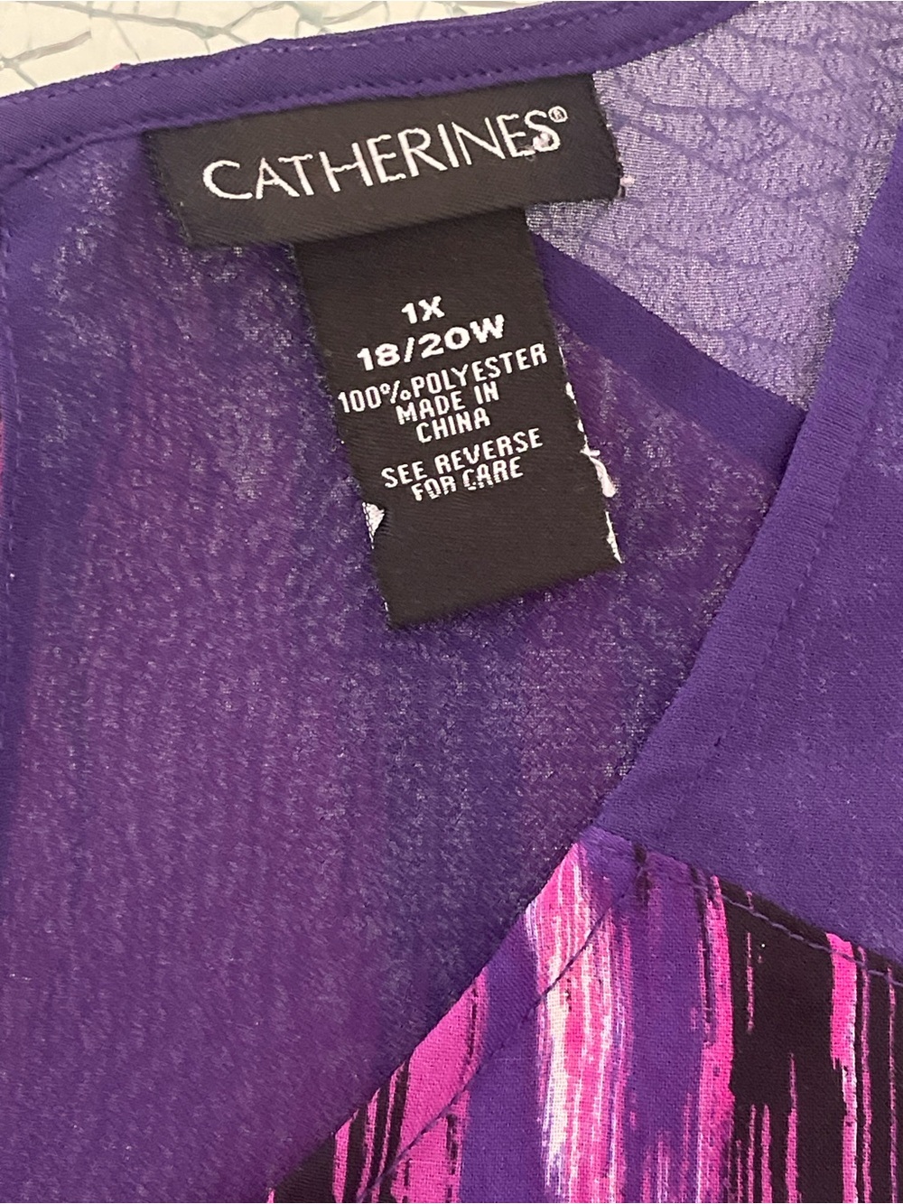 Catherines Purple & Pink Sleeveless Chiffon Overlay Blouse - Picture 7 of 7